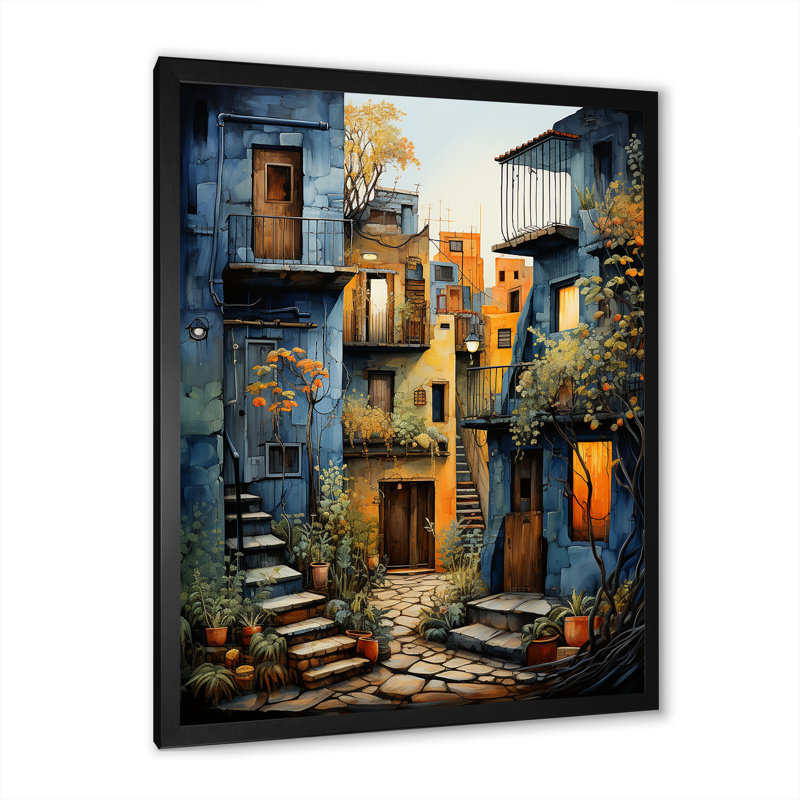 Art mexicain, paysage, odyssée d'Oaxaca I - art mural mexicain, H 40 po x l 30 po x P 1,5 po, Cadre simple noir