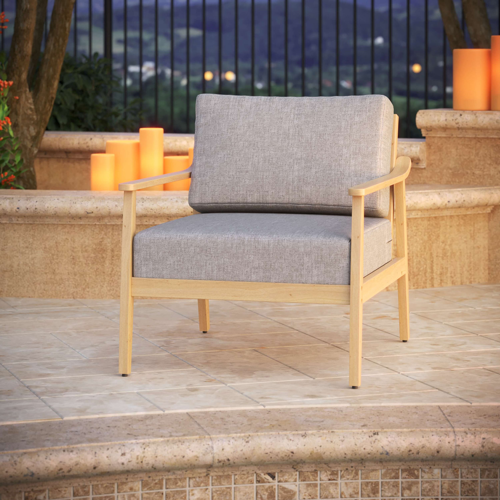 Amala Sunbrella® Seat and Back Cushion, Sunbrella® Canvas Granite, 28.5" W x 28.5" D