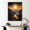 «Orange Desert Sun In Bold Landscape IV», art mural panneaux solaires en métal