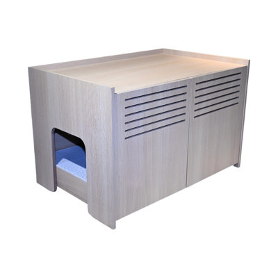 Maison de chat moderne avec matelas à griffes et bac à litière caché Feline