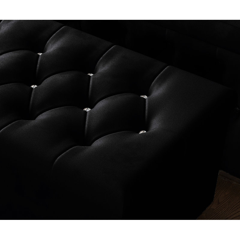 Akilia 102cm Wide Tufted Rectangle Storage Ottoman with Hydrolic Arm, Black