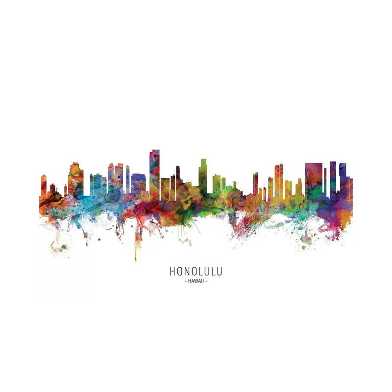 «Honolulu Hawaii Skyline» par Michael Tompsett, impression sur toile tendue, H 26 po x l 40 po x 1,5 po