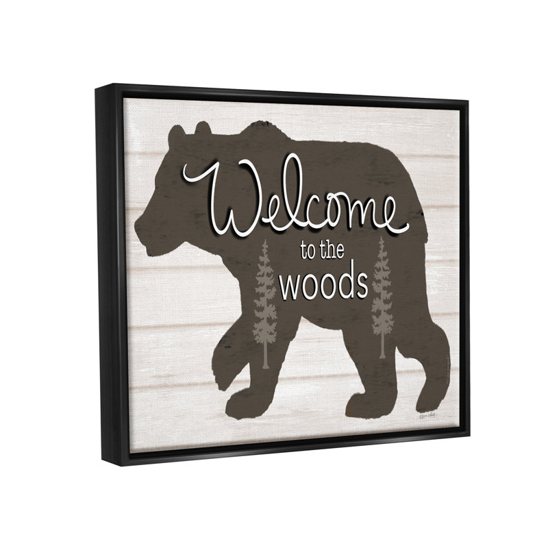«Welcome To The Woods Cabin Sign», art mural sur toile flottante par Annie Lapoint, H 17 po x l 21 po x P 1,7 po