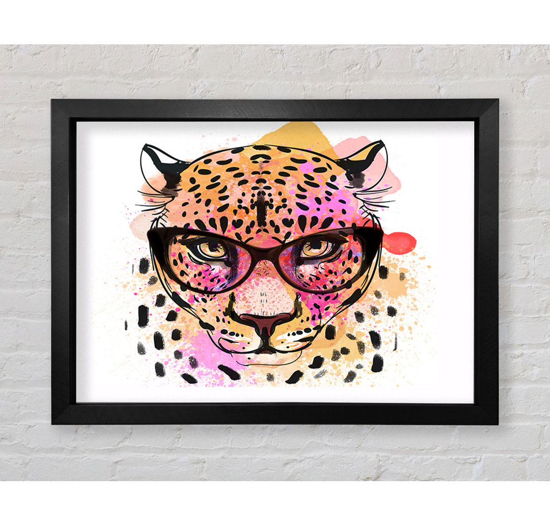 Gerahmter Kunstdruck Peach Leopard Glasses