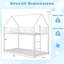 Lit superposé simple au-dessus d'un lit simple en métal, cadre de lit superposé en forme de maison avec toit et échelle blanc-129619090