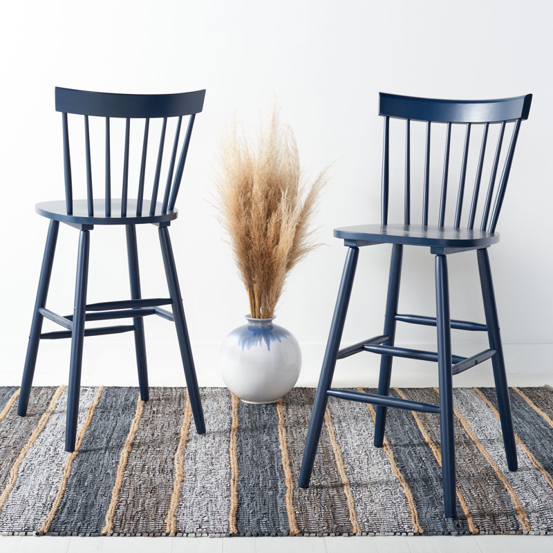Solid Wood Counter Stool, Bar Stool (73.7cm Seat Height), Navy