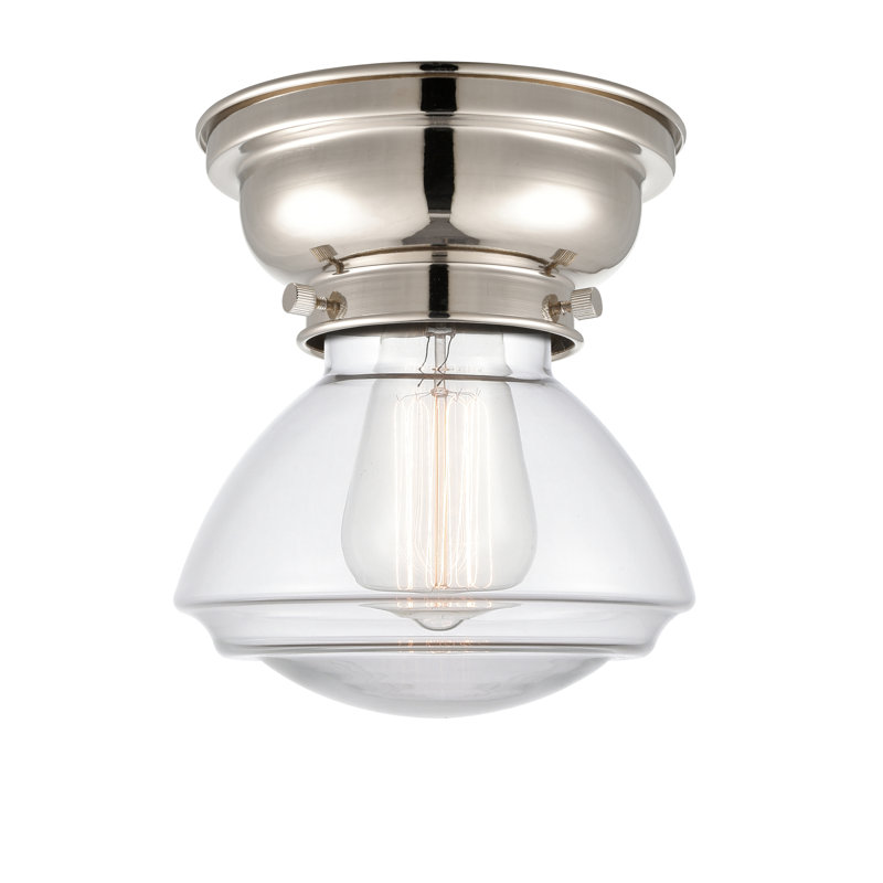 Chesterville Glass Flush Mount, Clear, Polished Nickel, 6 Watt Vinage LED Bulb