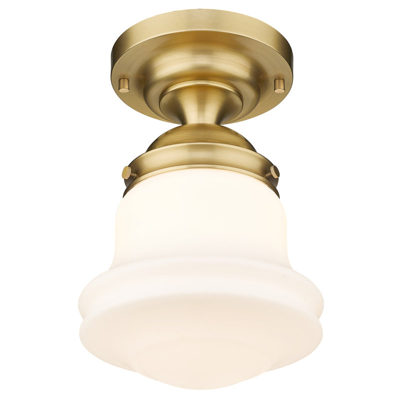 Neriah Glass Semi-Flush Mount Pendant, Heritage Brass, 15.75" H x 10.5" W