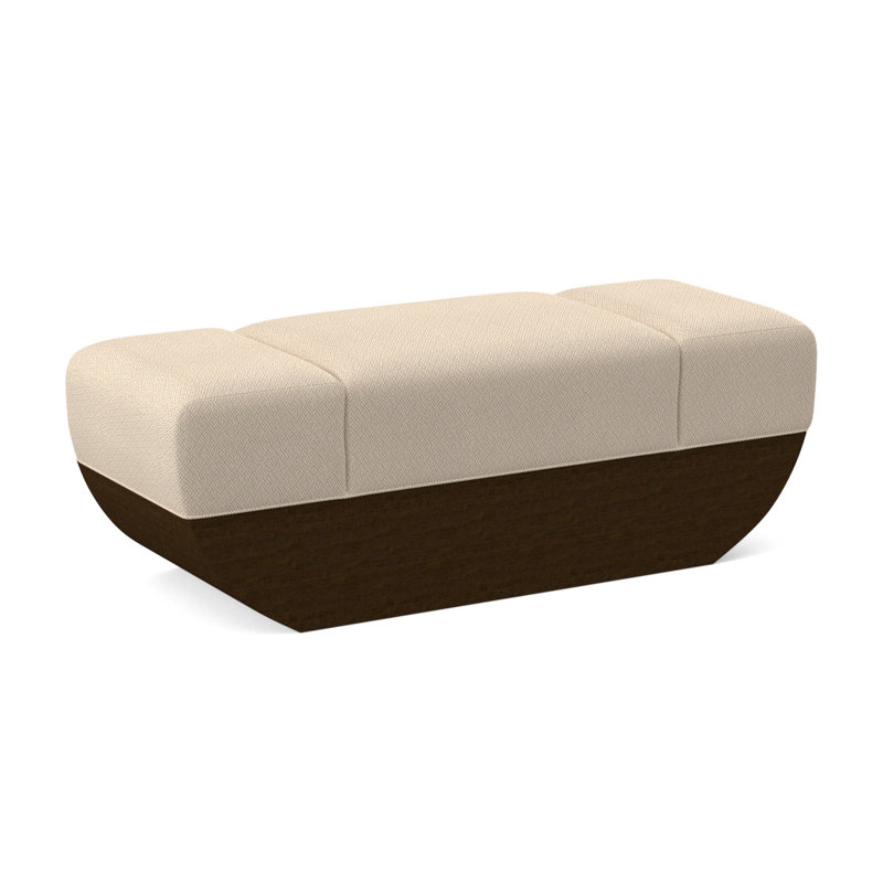 Banc rembourré Ark, 100 % polyester ivoire filigrane, Noyer noir
