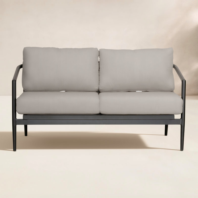 Olio Outdoor 2 - Seat Loveseat, Canvas Charcoal Sunbrella® Canvas, Black