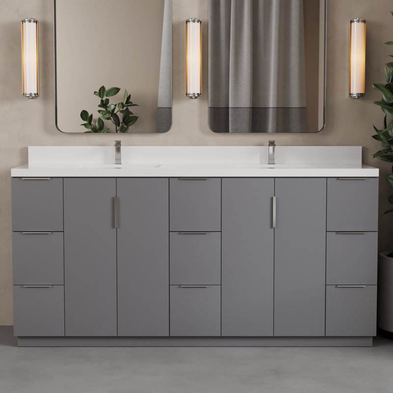 Varnam Meuble-lavabo double, Gris