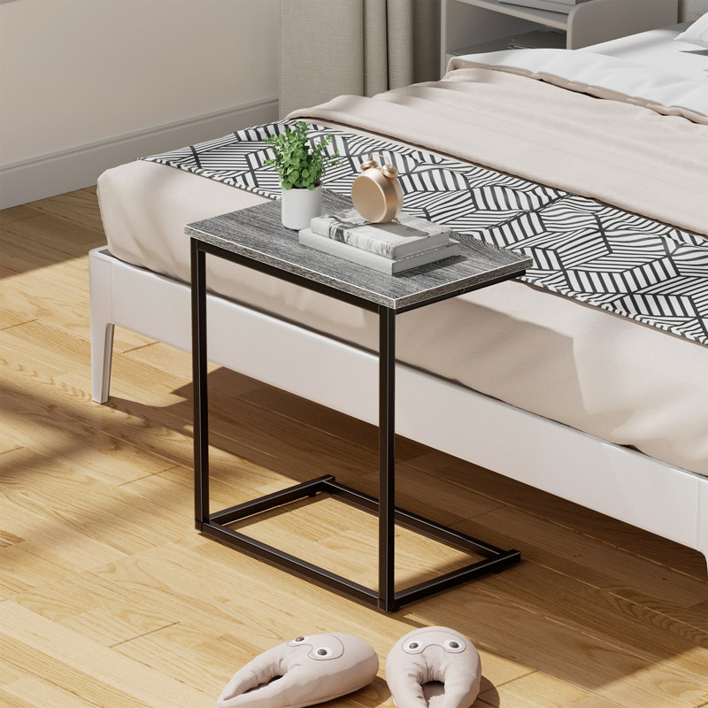 Kronsberger C-Shaped Side End Table, Grey Top/Black Base