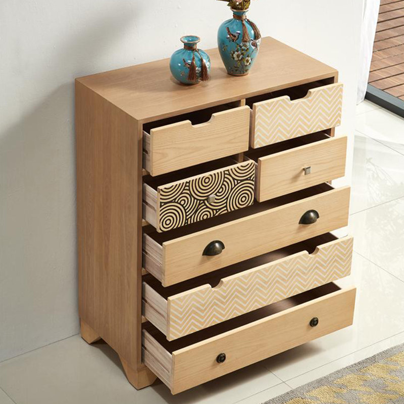 Solid wood retro locker against the wall