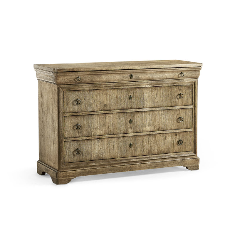 Commode à 4 tiroirs Entropie Louis Phillipe, Châtaignier rayé brun