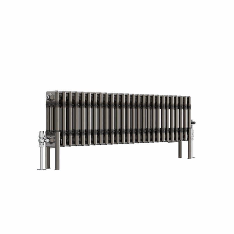 Dow Horizontal Traditional 3 Column Radiator Raw Metal, 30cm H x 119cm W x 10cm D