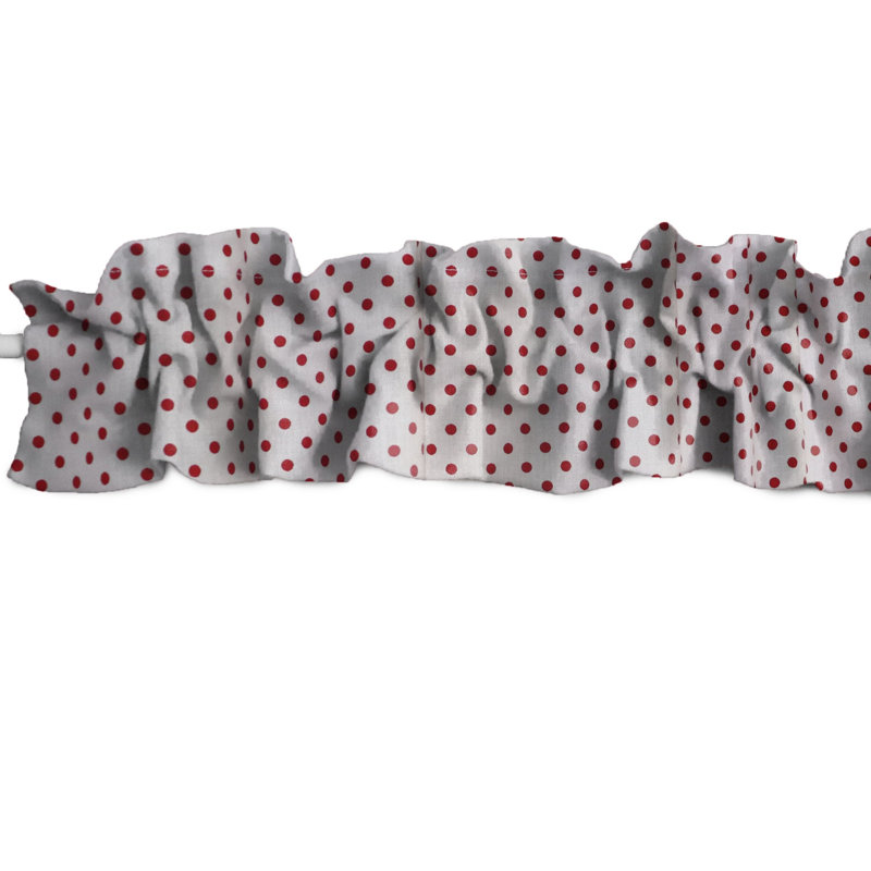 Cantonnière à mini-pois, L 58 po x L 5 po, Rouge / blanc
