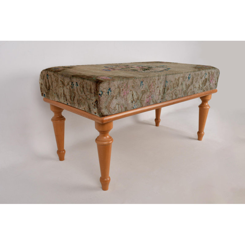 Cotton Upholstered Bench, Black, 45cm H x 120cm W x 45cm D