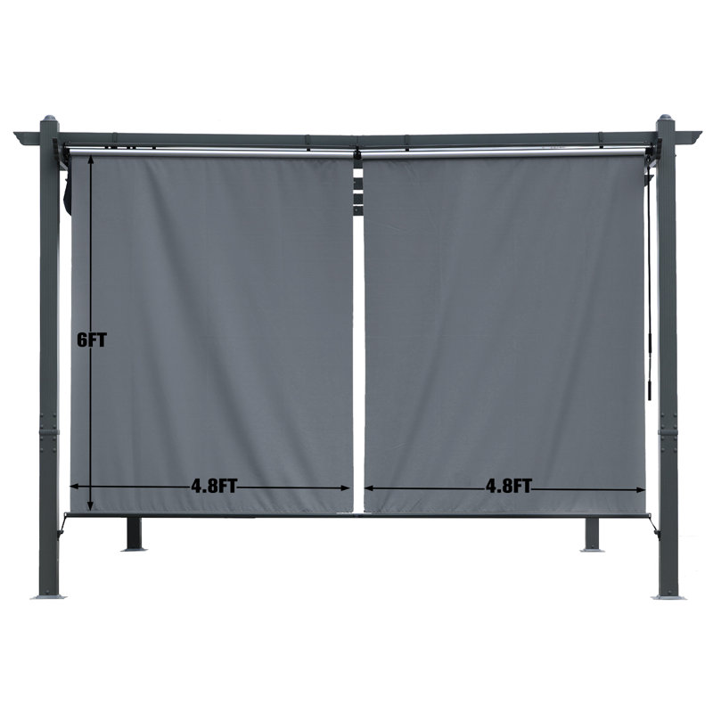 Cordless Pergola Roller Shade 2 Pack, Grey