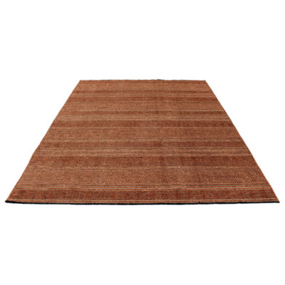 Tapis contemporain rouille foncé et rouille 7 x 9