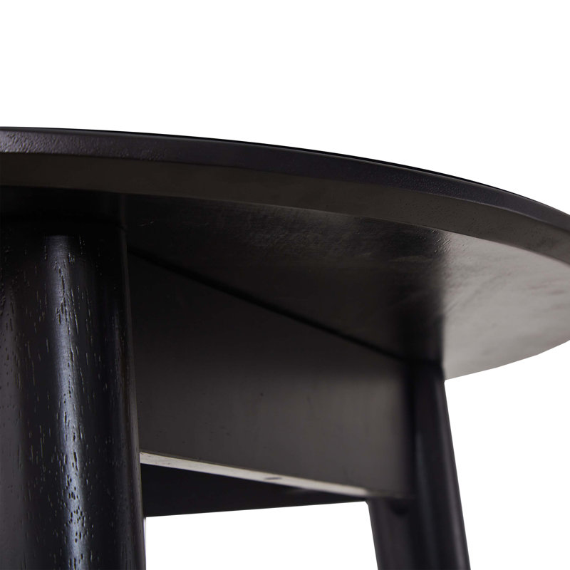 Table ronde, en bois massif, pouvant accueillir 2 à 4 personnes, diamètre 31,5 po, Noir