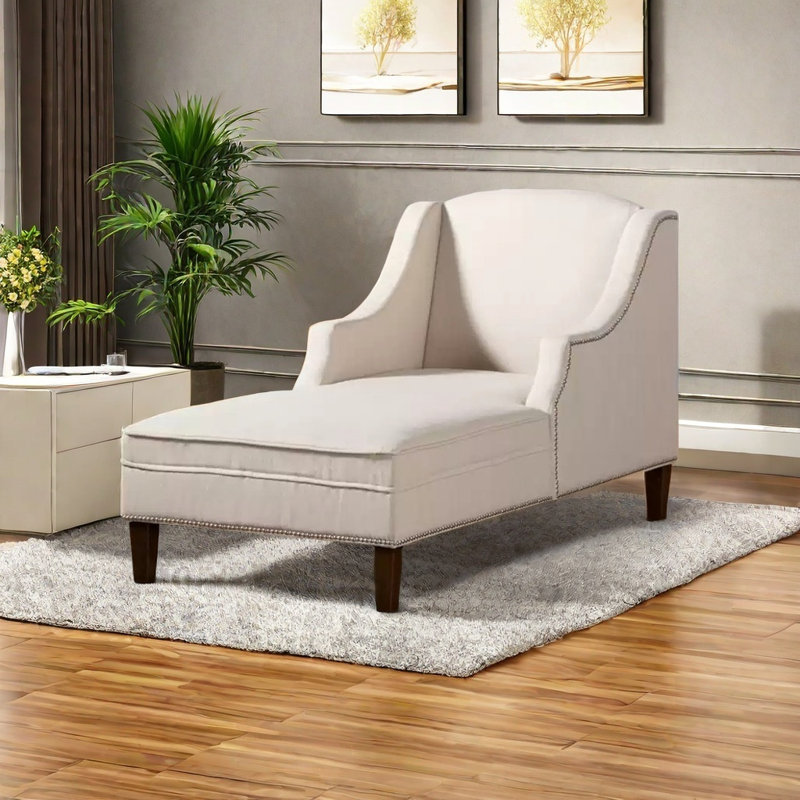 Élégante chaise en bois massif, Blanc cassé