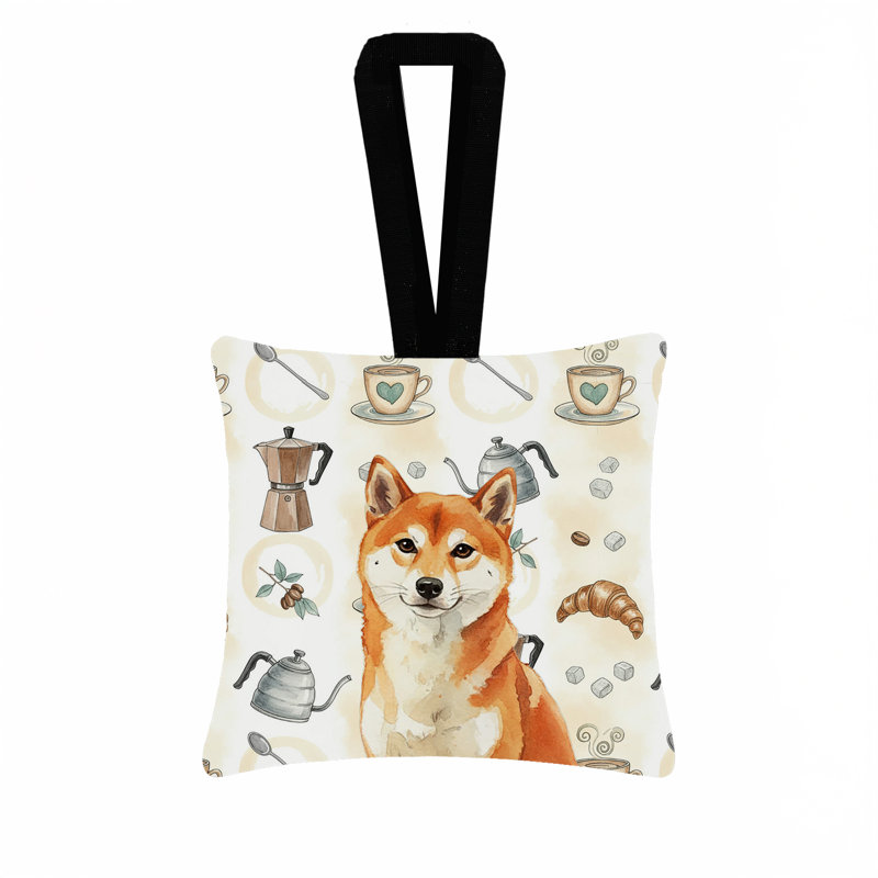 Ornement carré rouge en tissu café suspendu 3,5 pi x 3,5 pi Shiba Inu, Shiba Inu Red