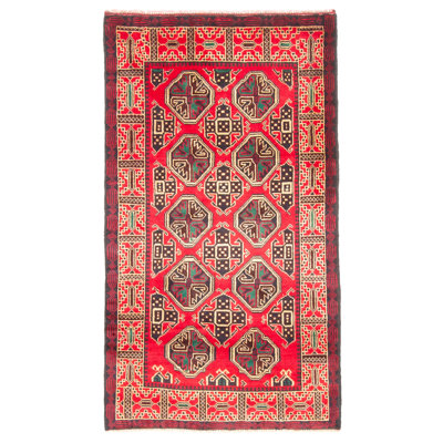 Tapis rouge Teimani 2 pi 8 po x 4 pi 9 po