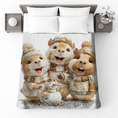 Guinea Pigs In Sweaters Bedding Animal Bedspread Illustration