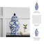 Élégant pot en céramique à motif floral avec couvercle, idéal pour la décoration intérieure - Grand pot décoratif pour étagères et rangement-2019428217