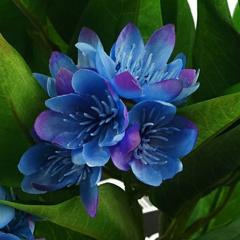 Plastic, Silk Freesia Arrangement in Pot, Blue