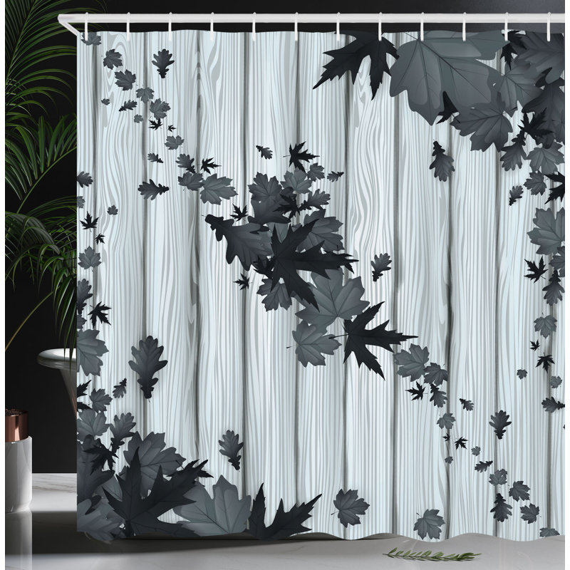 Ensemble de rideau de douche et crochets Autumn, H 69 po x l 75 po, Gris gris