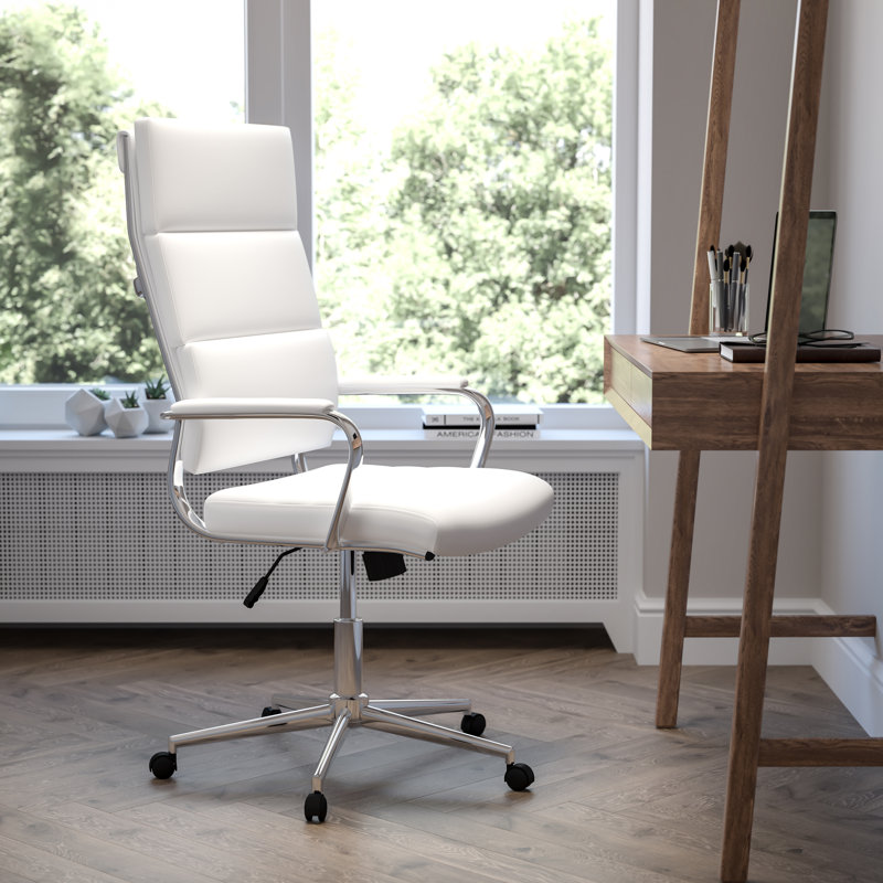 Fauteuil de direction pivotant à dossier haut LeatherSoft, Blanc