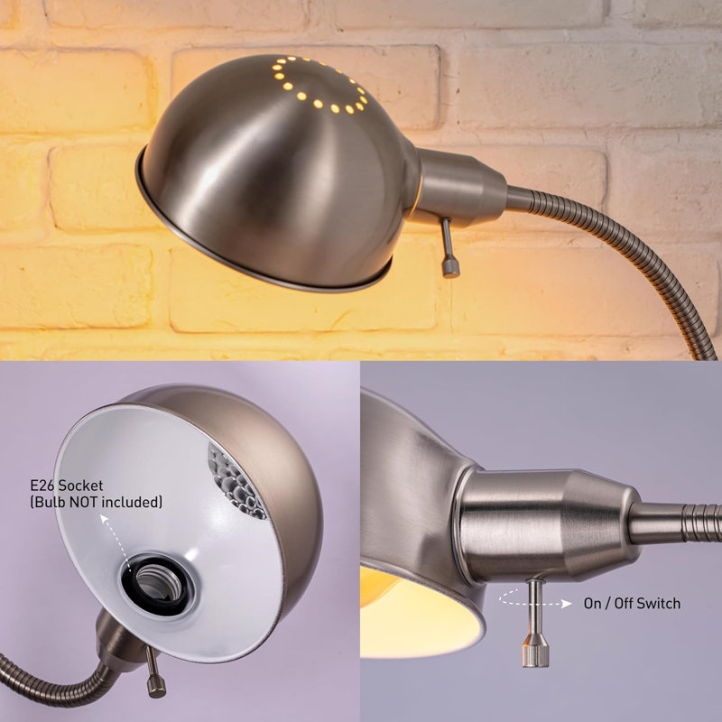 Nova - Adjustable Floor Lamp with Flexible Gooseneck and Rotatable Shade, E26 Socket, 10-Inch Base - Ideal for Reading, Bedside, Living Room.