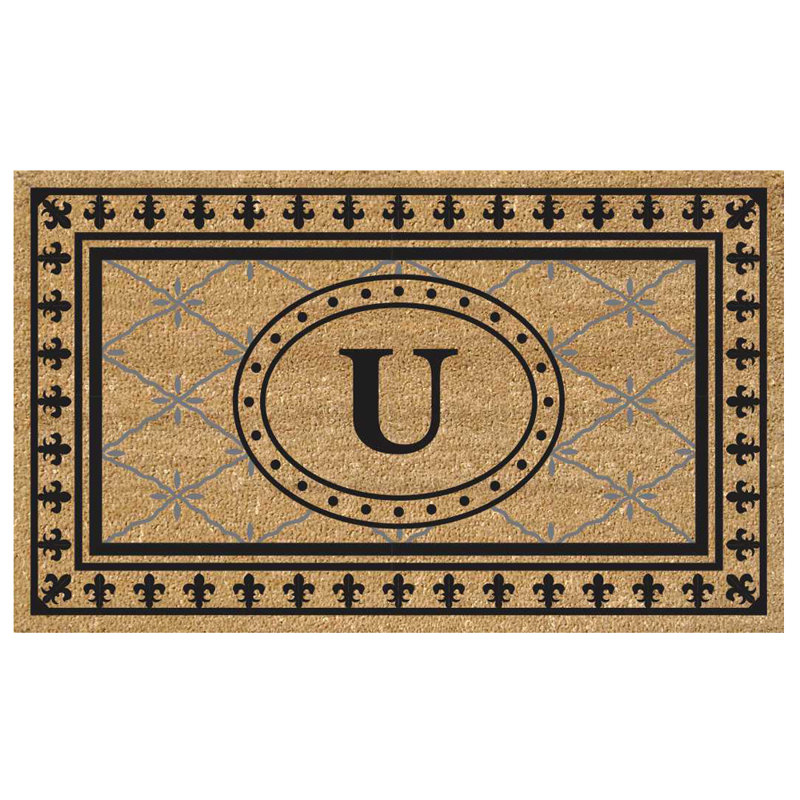 Tapis de porte extérieur en vinyle anti-dérapant Hanningt, U, Rectangle 1 pi 6 po x 2 pi 6 po