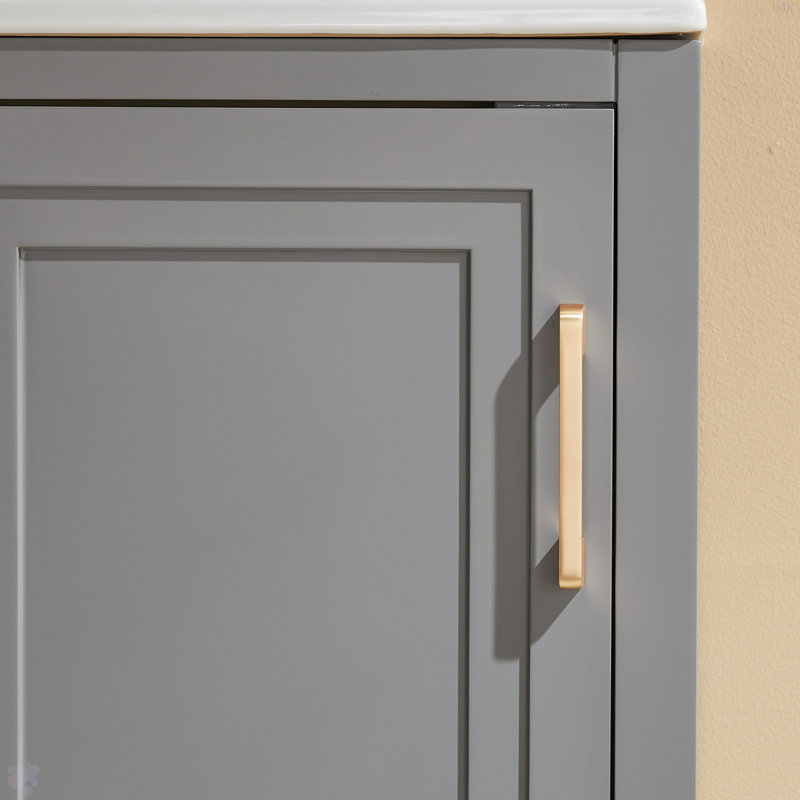 Meuble-lavabo simple autoportant de 18 po avec plateau entièrement assemblé