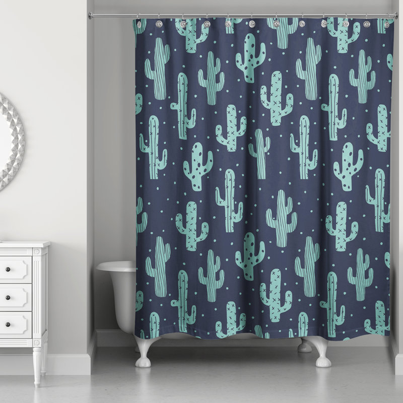Rideau de douche Floral, Bleu marine