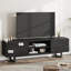Meuble télé industriel pour téléviseur de 65 à 80 pouces - Meuble audio-vidéo moderne en bois avec 2 tiroirs de rangement, tablettes ouvertes, pieds en métal robustes - Console média pour le salon ou la chambre à coucher - Noir-1915089767