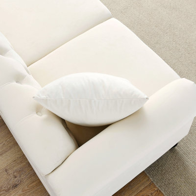Meghans Chesterfield Sofa for Living Room, Sofa Tufted Couch with Rolled Arms and Nailhead for Living Room, Bedroom, Office, Apartment, two pillows