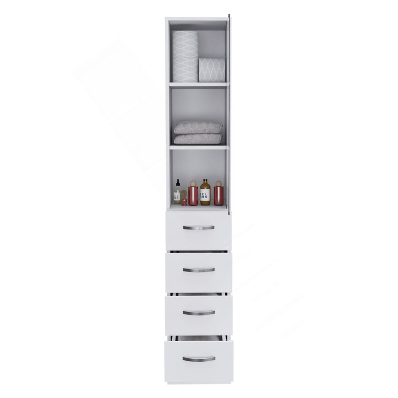 Linen Cabinet Artic, Three Shelves, Single Door, White Finish, White
