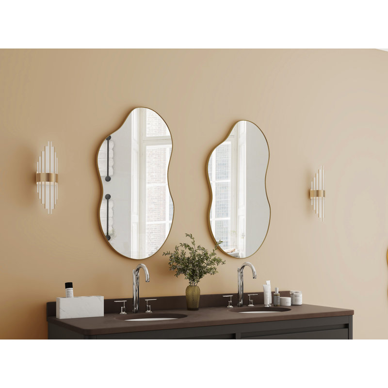 Buckwalter Asymmetrical Metal Framed Wall Accent Mirror, 92cm H x 50cm W, Brown