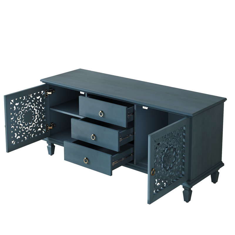 Meuble télé avec rangement 55 po, Bleu