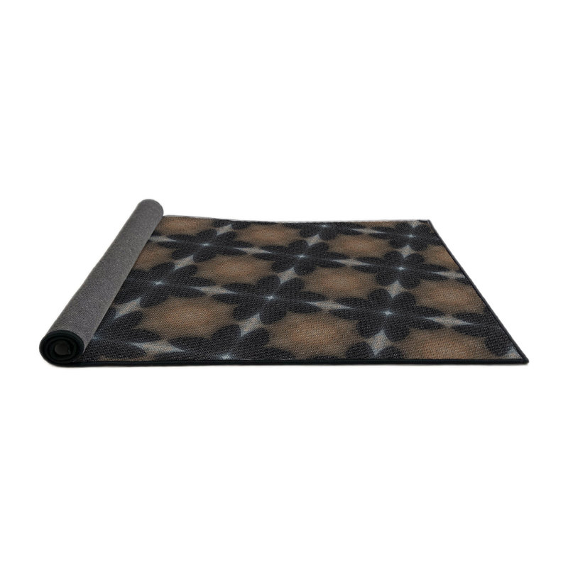 Tapis noir/brun à motifs, Rond 5 pi