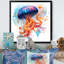 Orange et méduse bleue Jive III - art mural méduse-954125365-987211891