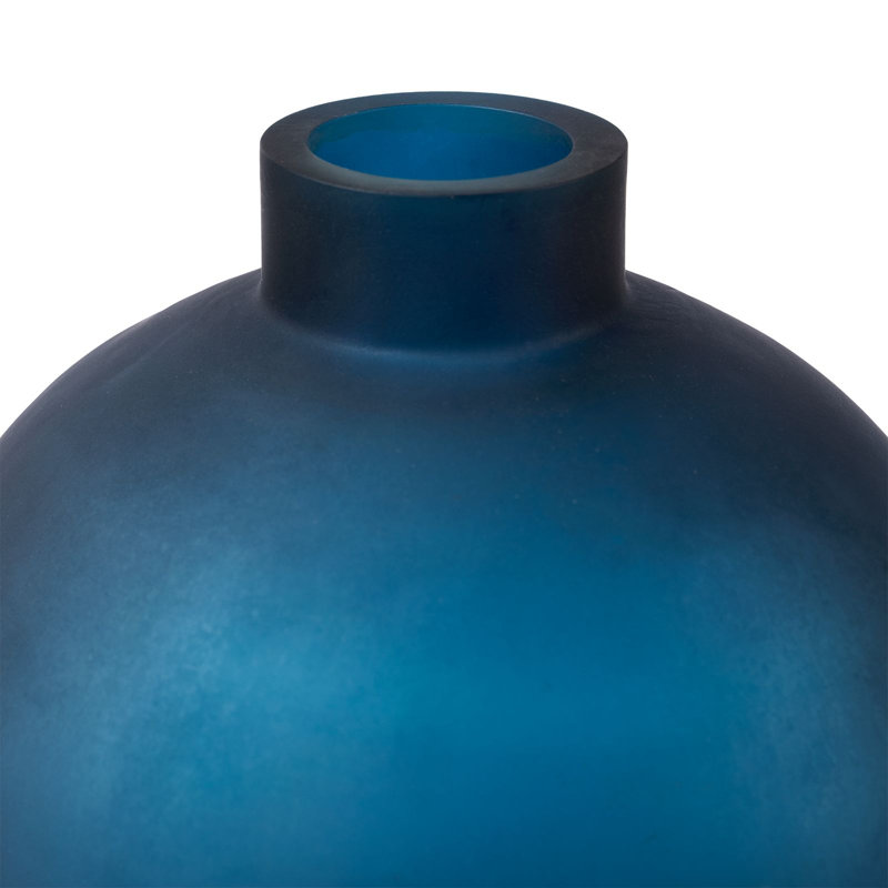 Sharri Handmade Glass Table Vase, 9.5" H x 6" W x 6" D, Prussian Blue