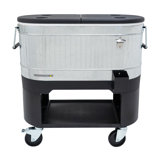 Permasteel 120-Qt Large Outdoor Cooler Cart on Wheels, Rolling Patio Cooler with Dividers for Separate Compartments