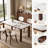 Mid-Century Modern Rectangular Dining Table, 63 Inch White Sintered Stone Top with Walnut Frame