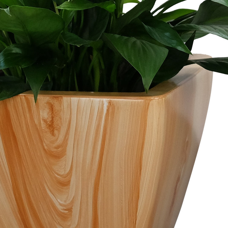 2-Pack Smart Self-Watering Planter Pot For Indoor And Outdoor - Light Wood - Square Cone, Light Brown