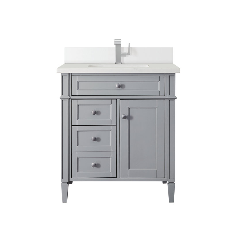 Brittany 30'' W Single Vanity, Sage Green, White Zeus, Single-Hole