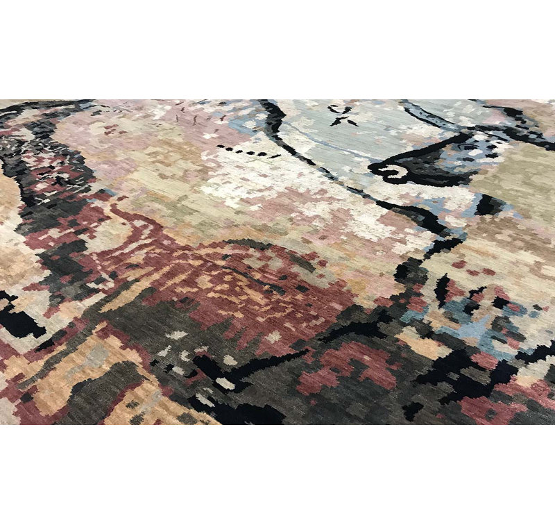 Windsom Hand-Knotted High-Quality Black Area Rug, Rectangle 9' x 11'11"