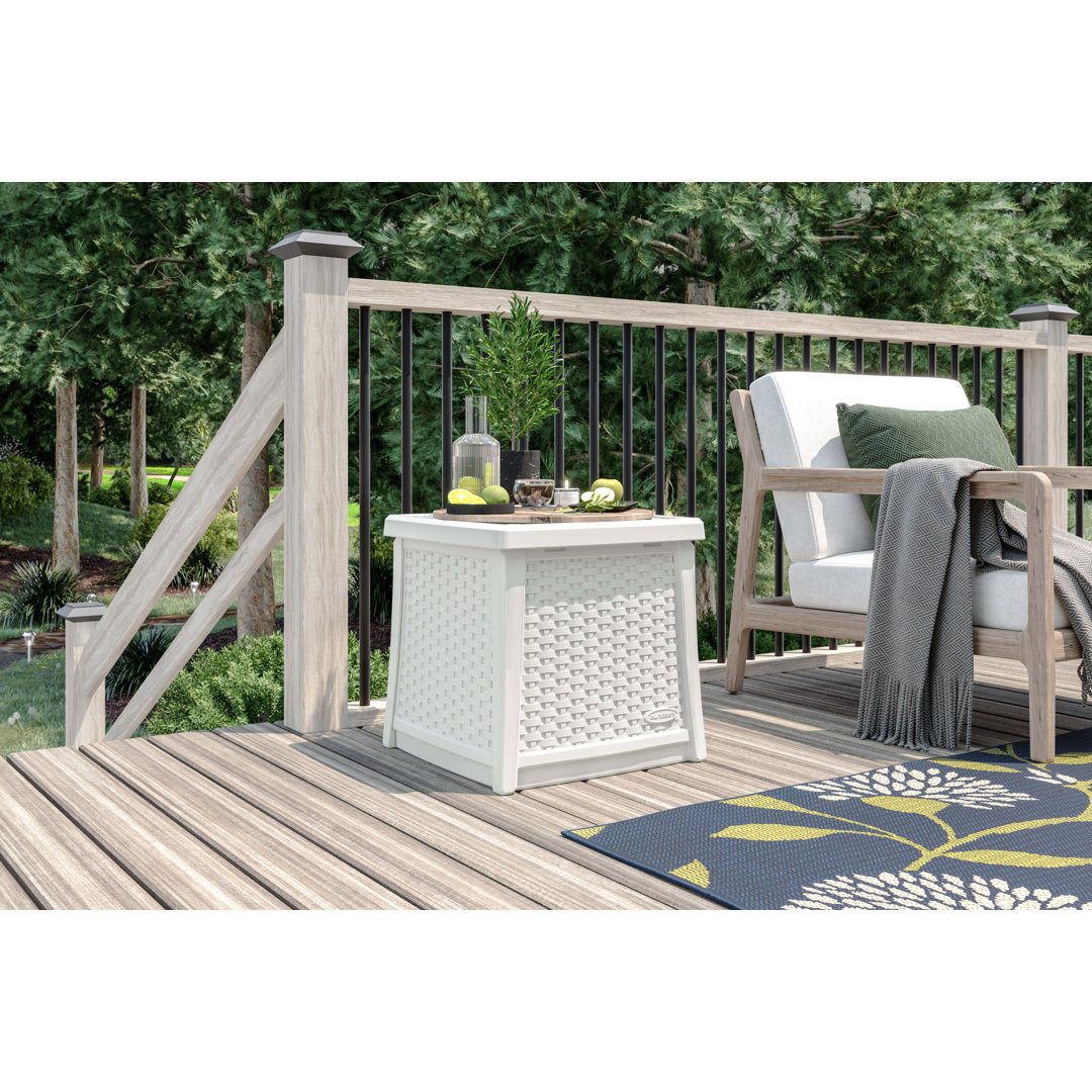 Elements Multi-Wall Resin Outdoor Patio End Table with 13 Gallons of Storage Suncast 